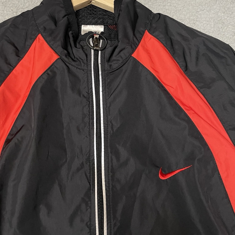 Vintage 90s Men’s Nike Windbreaker Jacket Black Red Size Large Clima Fit - Picture 2 of 8
